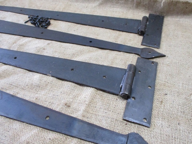 4 HUGE Strap T Hinges 24" Tee Hand Forged Gate Barn Rustic Medieval Iron Large gallery
