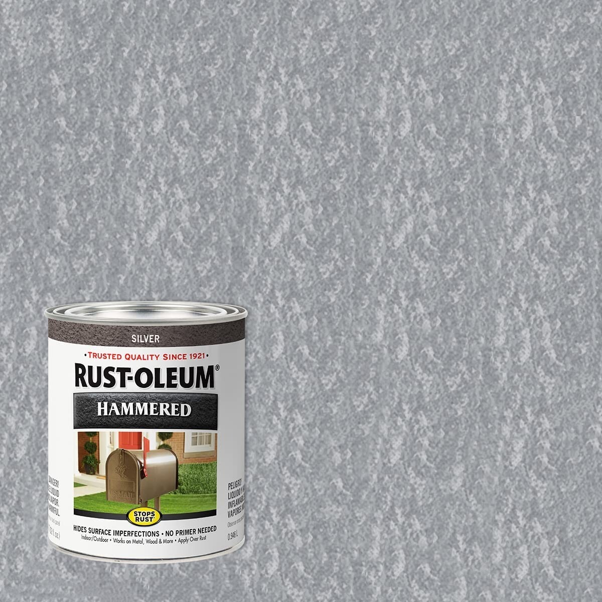 Rust-Oleum 7213502 Hammered Metal Finish, Silver, 2 Quarts gallery
