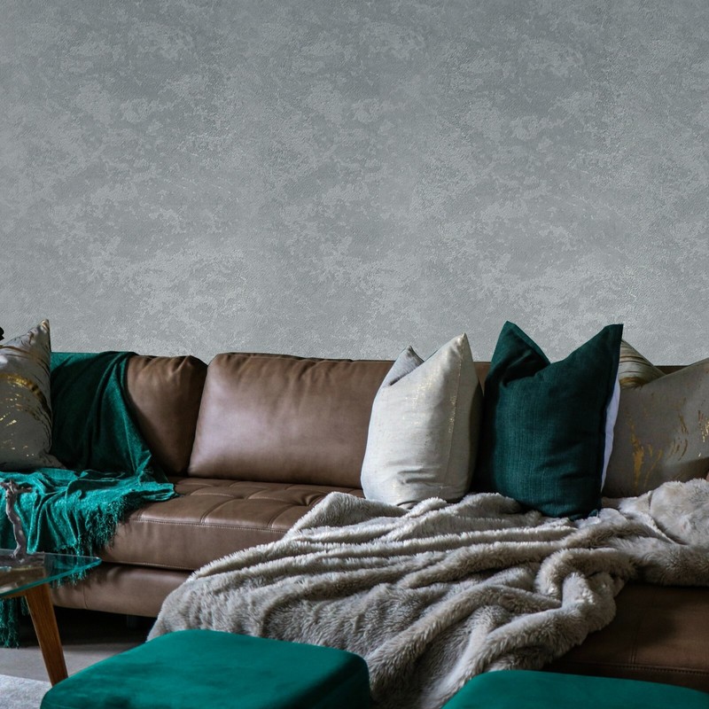 Plain Wallpaper textured Dark Gray Sliver Metallic modern faux fur wallcoverings gallery