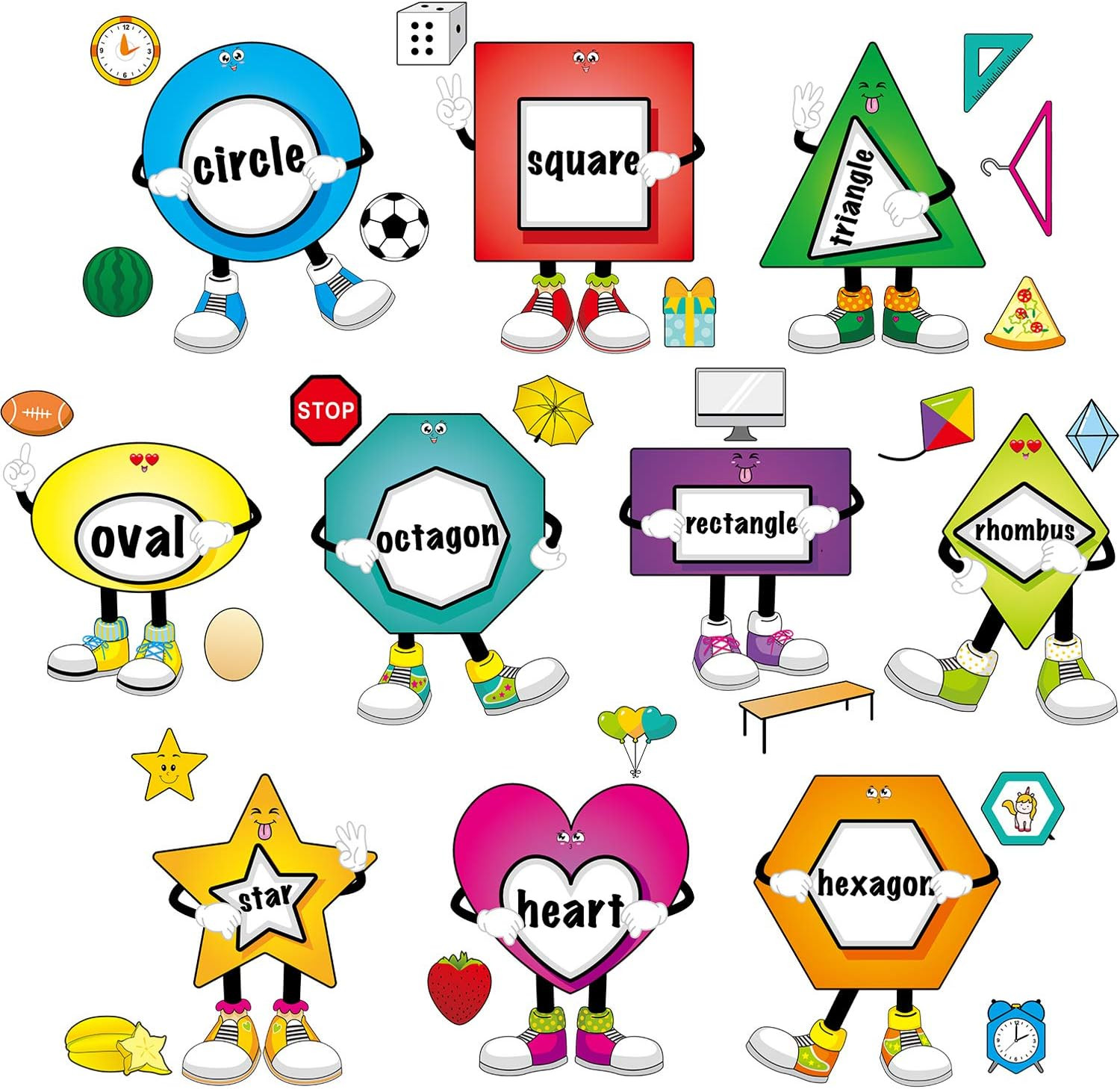 32 Pcs Shapes Bulletin Board Set for Classroom, Shapes Classroom Boarders Poster gallery