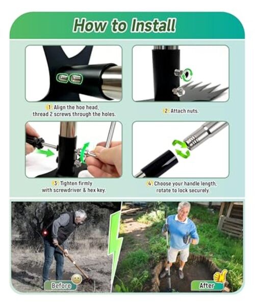 71in Weed Puller Tool with Long Handle, 2 in 1 Adjustable Manual Weeders for gallery
