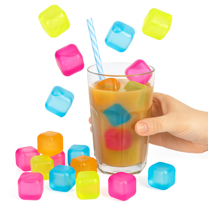 54 Piece Plastic Reusable Ice Cubes Coolers Refreeze Pool Party BPA FREE gallery