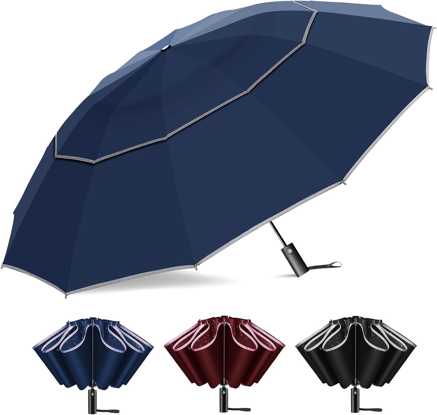 54 Inch Inverted Golf Umbrella for Rain, Automatic Windproof 12 Ribs Double gallery