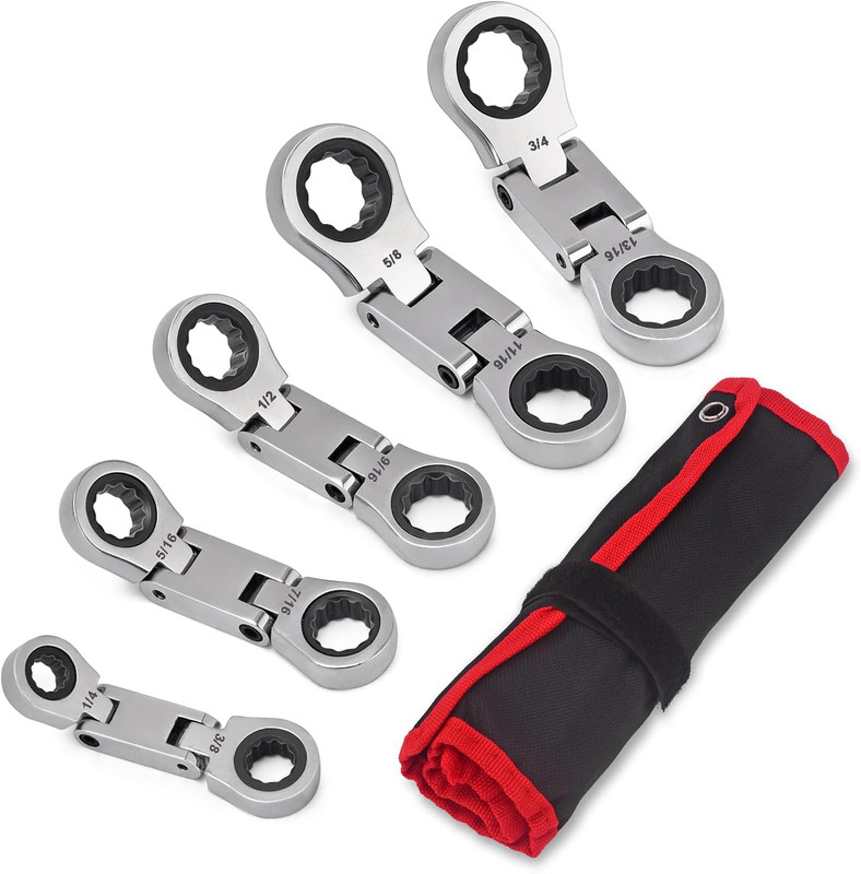 Stubby Wrenches Set, Flex Head Ratcheting Wrench Set Double Box End Ratchet Wren gallery