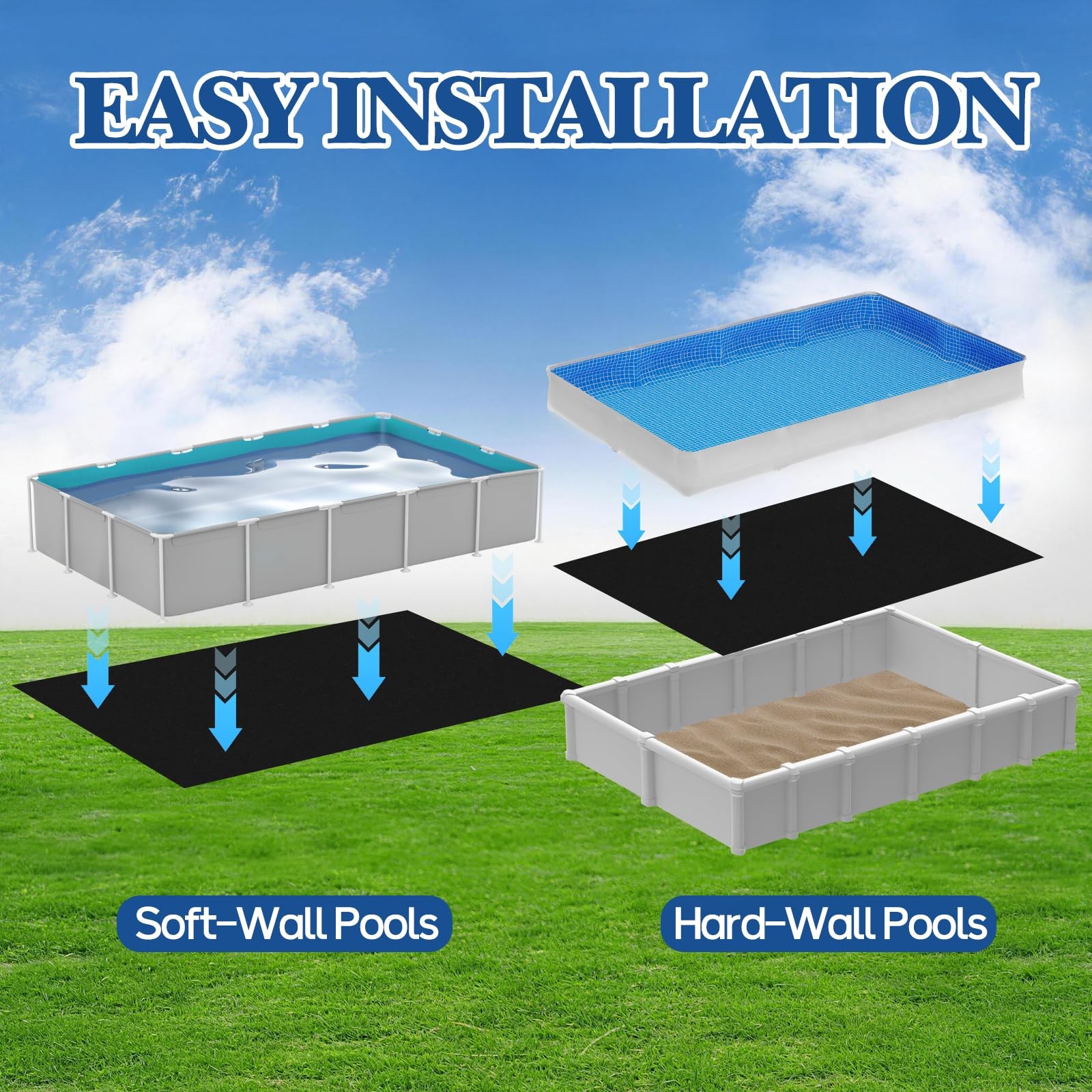 7.5' × 11' Rectangle Pool Liner Pad for Above Ground Pools, Durable Under gallery