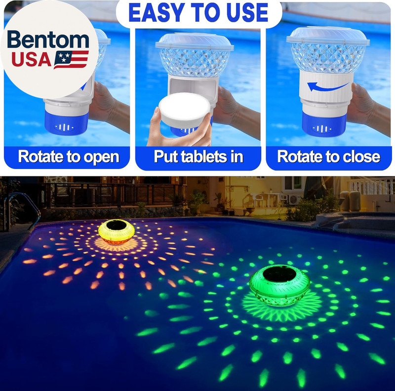 Pool Chlorine Floater with Marquee Light,Color-Changing Chlorine Floater with Bu gallery