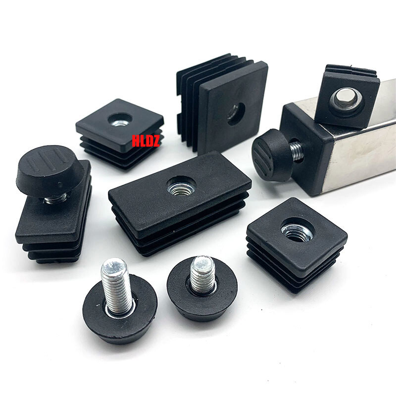 M8 Square Tubing Inserts End Caps Adjustable Table Foot Furniture Leveling Feet gallery