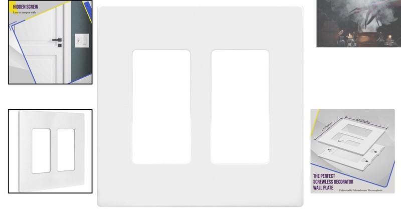 Durable Child-Safe Wall Plates, Screwless Installation, 2-Gang Glossy Finish gallery