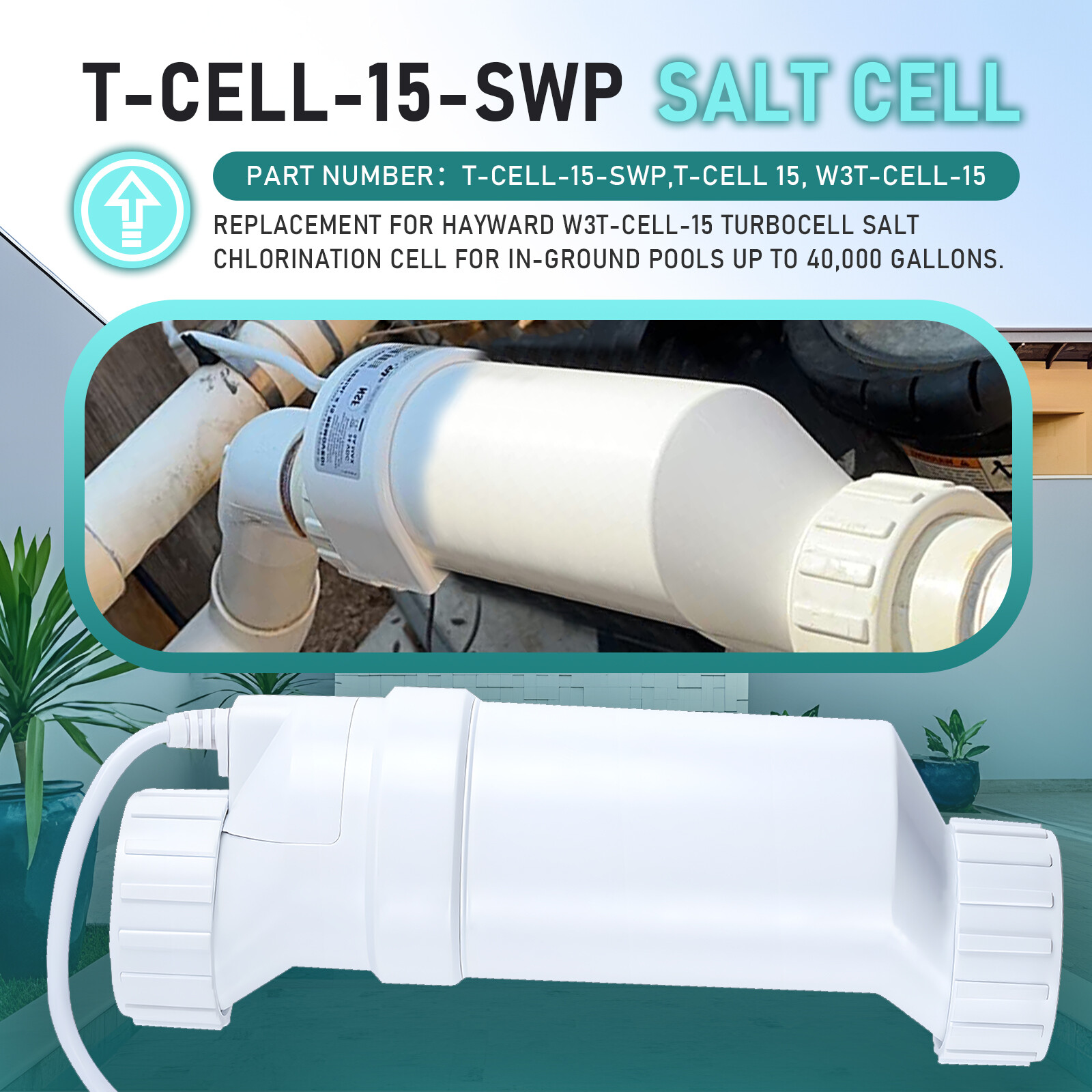 Salt Water Pool chlorinator System 40000 Gallon For Hayward Turbo Cell T-15 gallery
