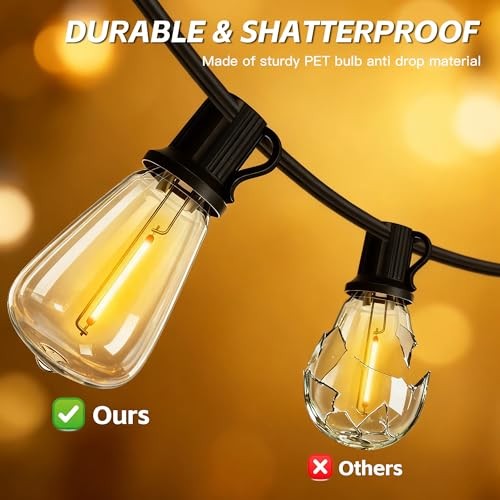 54(48+6) FT Solar String Lights Outdoor IP65Waterproof, 48+6FT(24Sockets) gallery