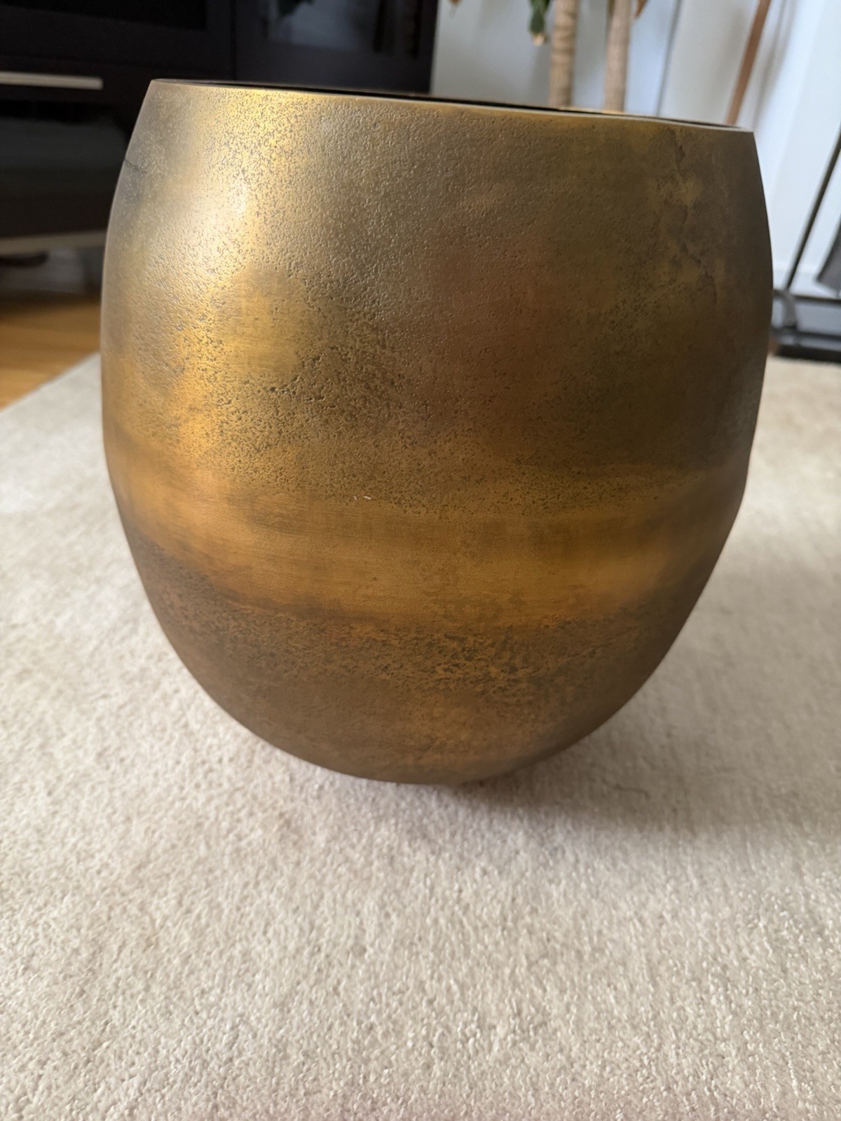 CB2 Rough Cast Brass Metal Indoor Planter Small. New Never Used! gallery