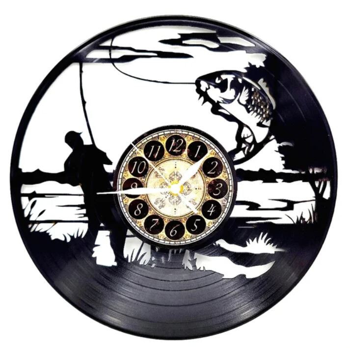 FISHING | Vinyl Record Clock | Wall Art | Unique Fisherman Gift | FREE SHIPPING