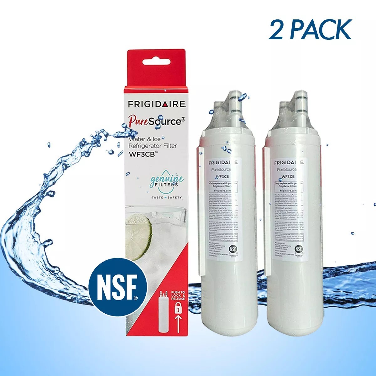 2 Pack Frigidaire WF3CB Pure Source 3 Water & Ice Refrigerator Filter Sealed New gallery