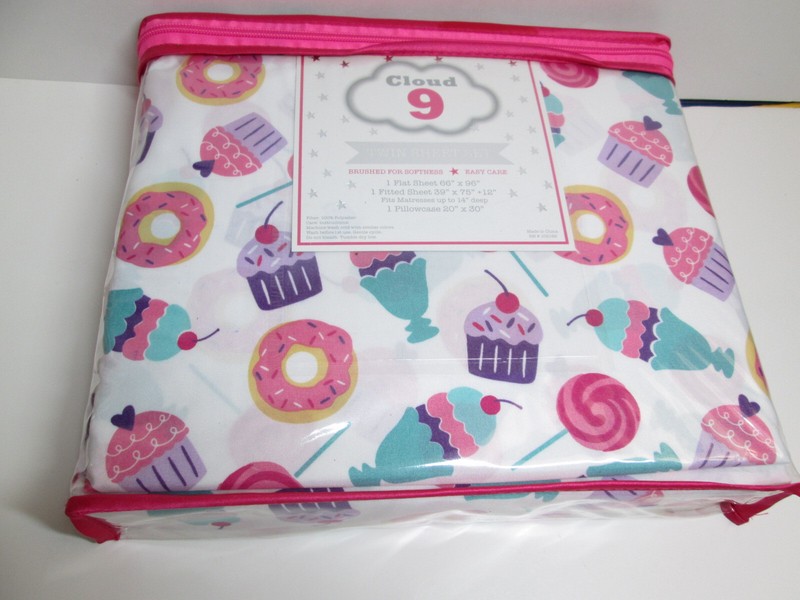 Cloud 9 Twin Sheet Set Sweet Cupcake Donut Lollipop Ice Cream ~ Multi Colors New gallery
