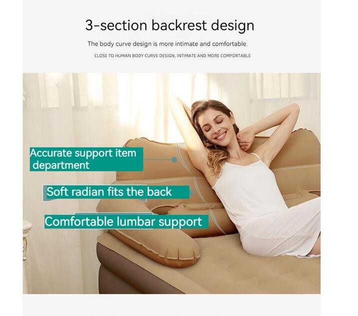 Inflatable High Raised Double King Size Air Bed Mattress with Pump & Pillow Set gallery