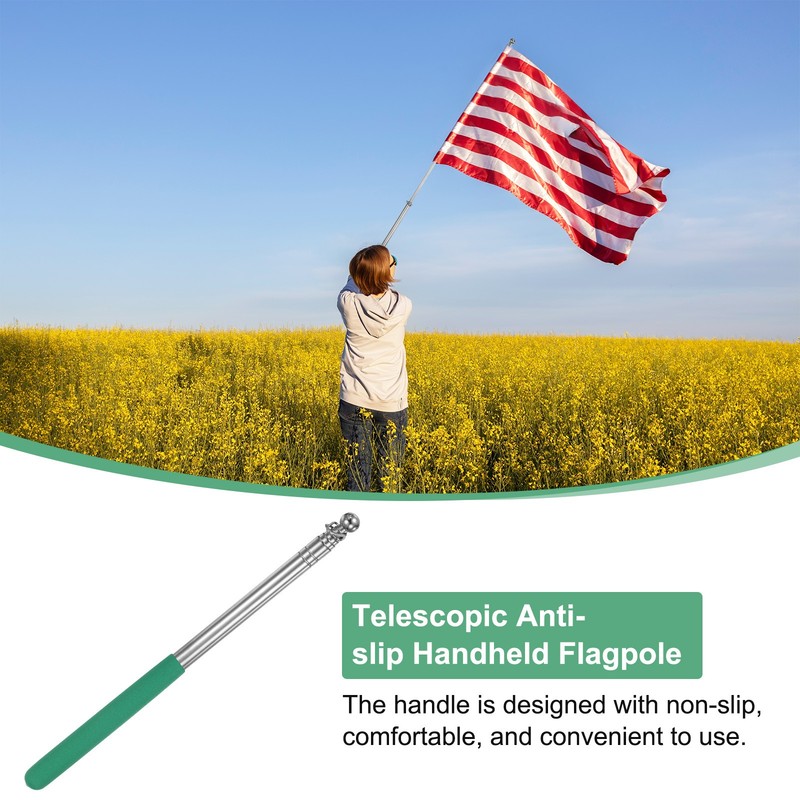4-Pack 3.94Ft/1.2M Telescopic Flag Pole with Clips Green gallery