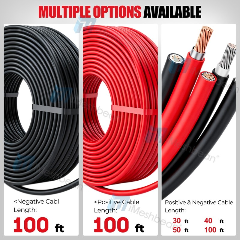 100ft Solar Panel Extension Cable 10AWG 6mm² Tinned Copper PV Cable Solar Wire gallery