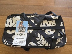 Aloha Collection CleverMade Collapsible Beach Tote Bag – Floral Black
