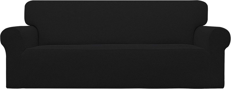 Elastic Black Sofa Cover for Oversized Sofas, Soft Stretch Fabric Protector gallery