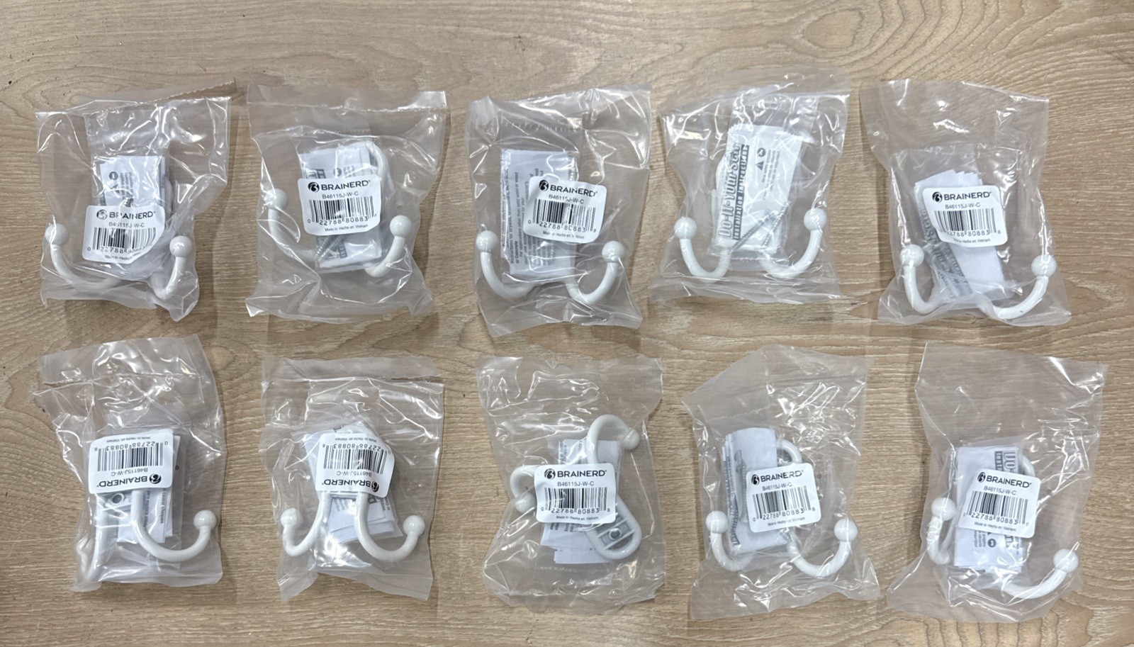 Brainerd 3" Double Prong Ball End Robe Hook 35 lb. Capacity (10 Pack) gallery