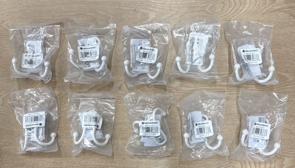 Brainerd 3" Double Prong Ball End Robe Hook 35 lb. Capacity (10 Pack)