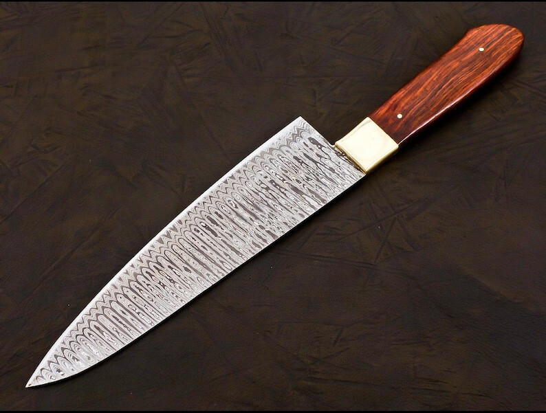 HANDMADE FORGED DAMASCUS STEEL CHEF KNIFE UTILITY KITCHEN KNIFE WOOD HANDLE 2770 gallery