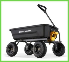 GORILLA CARTS Poly Garden Dump Garden Cart 4 cu. ft. 600 lb W/ Pneumatic Tires