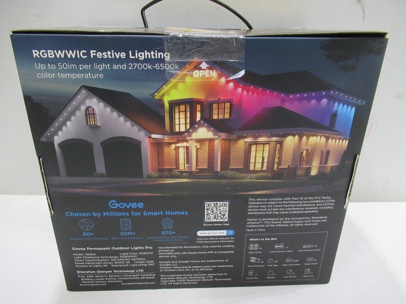 Govee H806A Pro 100-ft Cuttable LED Permanent Outdoor Christmas Lights - Black gallery