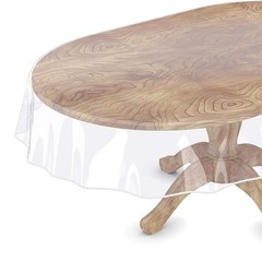 Clear Oval Table Cover Protector 60 x 90 Inches Oval Shape Plastic Transparen…