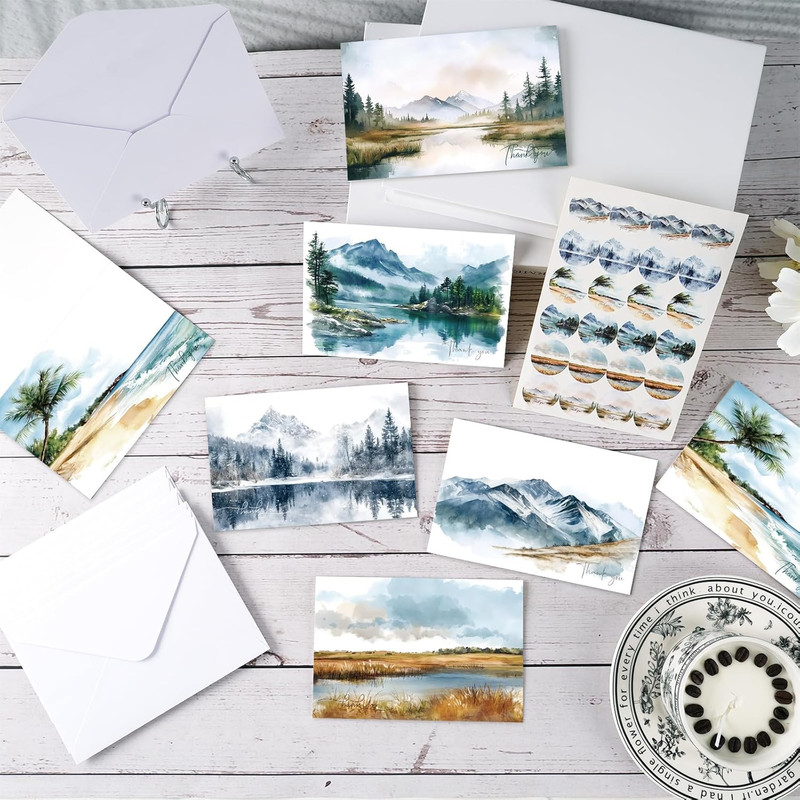 24 Pack Thank You Cards with Envelopes and Stickers Bulk, 4×6 Inches Watercolor gallery