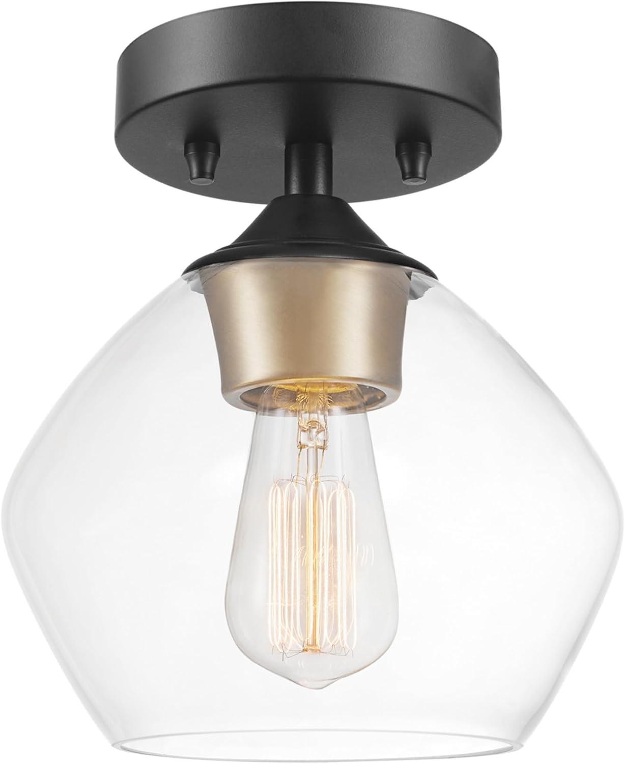 Globe Electric Harrow 1-Light Matte Black Semi-Flush Mount Ceiling Light gallery