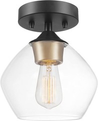 Globe Electric Harrow 1-Light Matte Black Semi-Flush Mount Ceiling Light