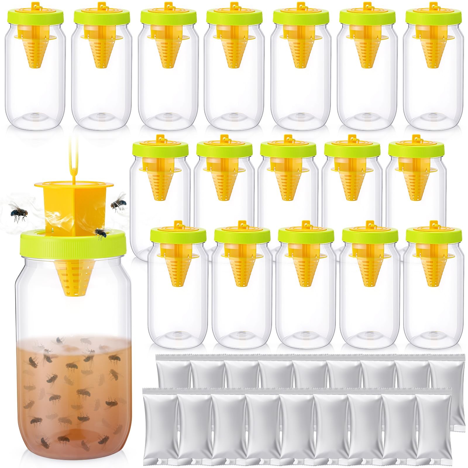 18 Pack Fly Traps Outdoor, Reusable Fly Catcher Bottles with Hanging Flies Tr... gallery