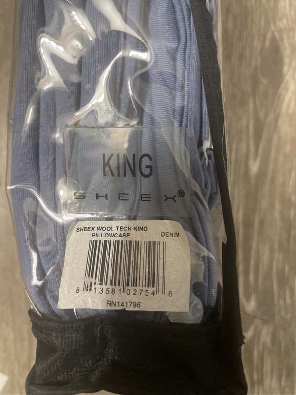 SHEEX Wool Tech King Pillowcases Authentic Performance Fabric Denim Blue Color gallery
