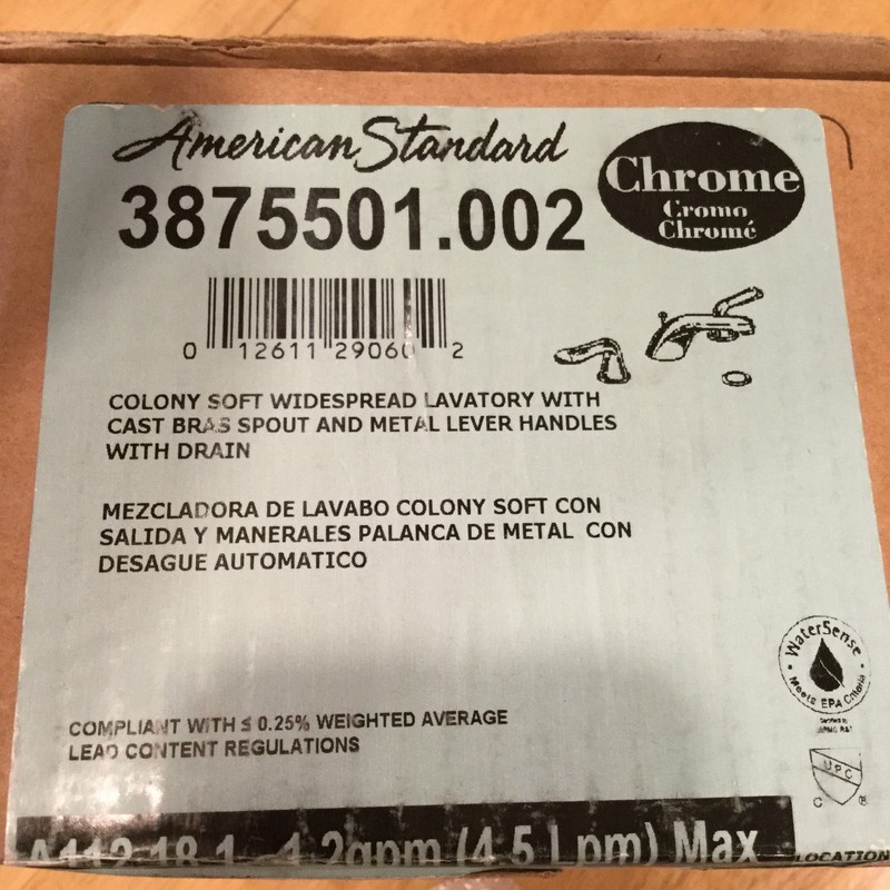 American Standard 3 Piece Widespread Bathroom Chrome Faucet Kit # 3875501.002 gallery