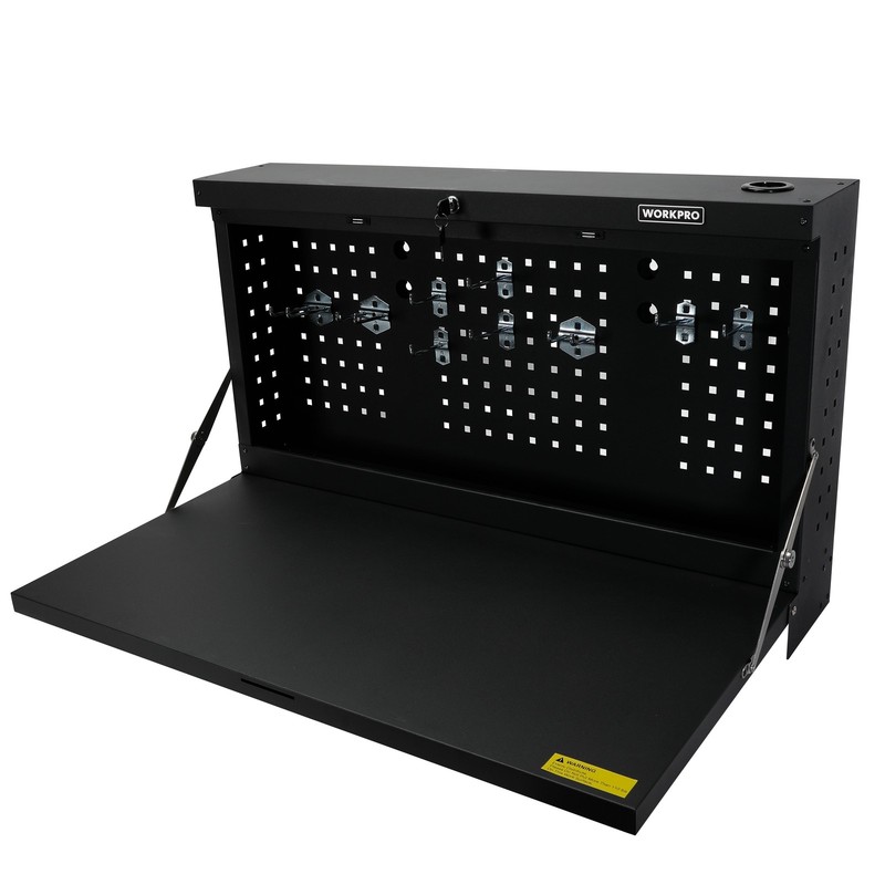 WorkPro 36-Inch Wall Mount Workbench with Foldable Steel Surface, Black, gallery