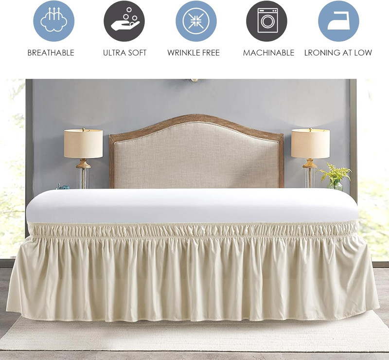 Elastic/Polyester Wrap Around Bed Skirts, Easy to Install - GG Home gallery