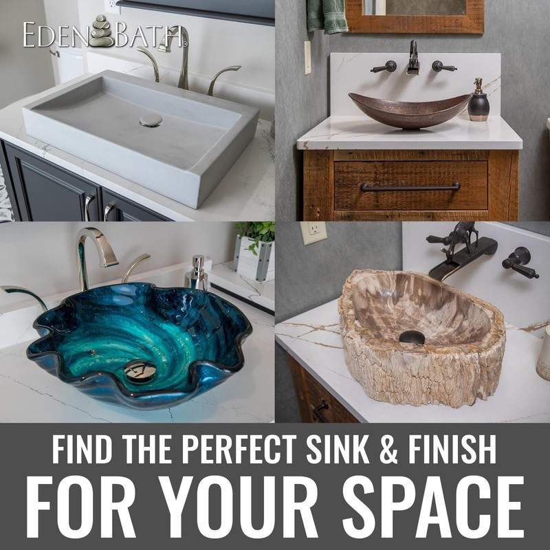 Eden Bath Clear Free-Form Wave Rim Round Glass Sink Bowl Bathroom Vessel Sink... gallery