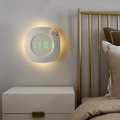 Digital LED Time Wall Clock With PIR Motion Sensor Night Light Home Clock Lamp
