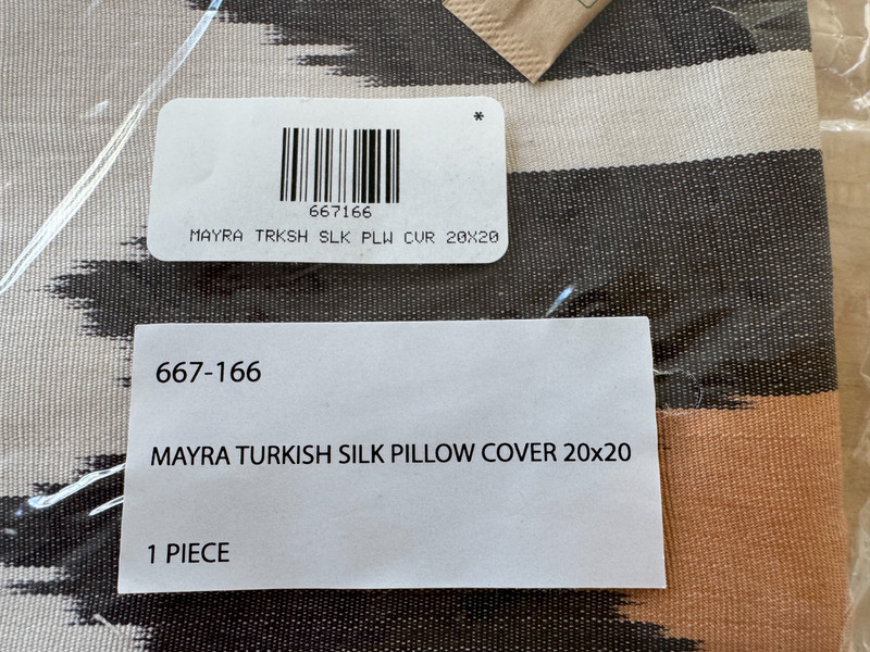 CB2 Mayra Warm White & Black Turkish Silk Satin Throw Pillow Cover 20x20" NWT gallery