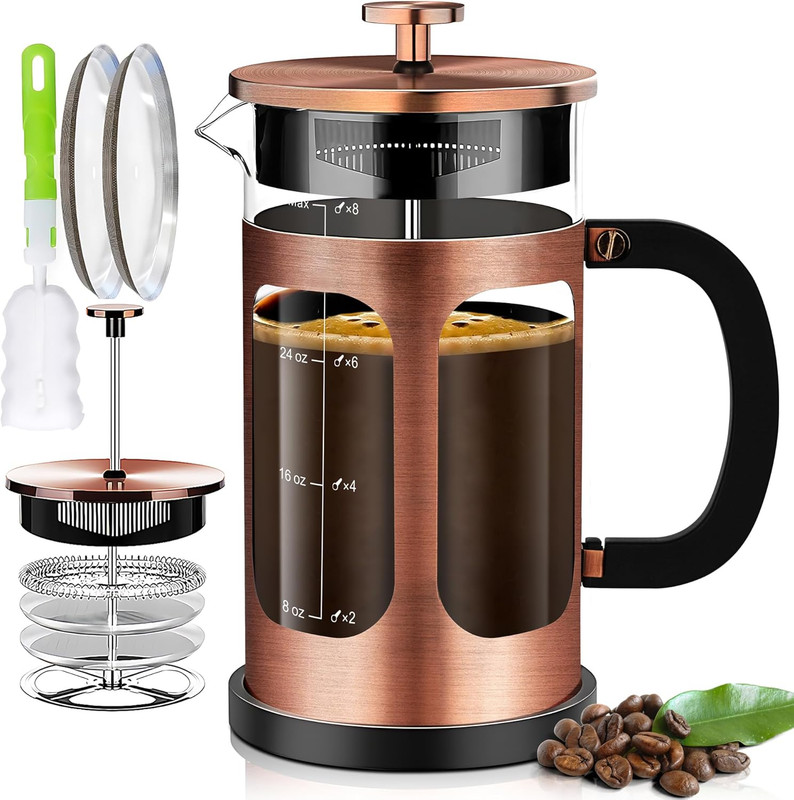 French Press Coffee Maker (34Oz 1Quart 5-6Cup) Coffee Press, with 4 Filters Syst gallery
