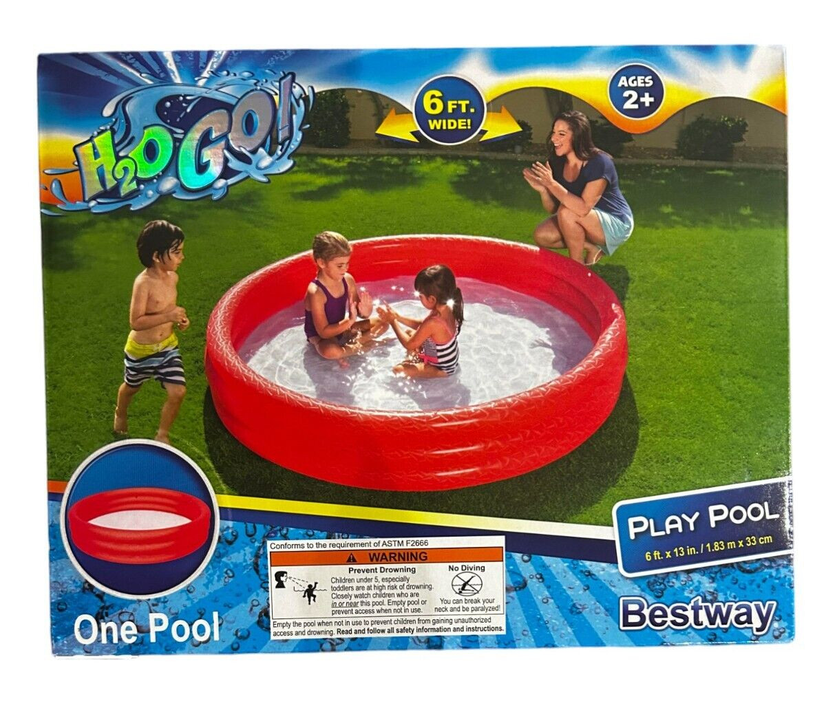 H2OGO! 6' x 13" Inflatable Play Pool - Red gallery
