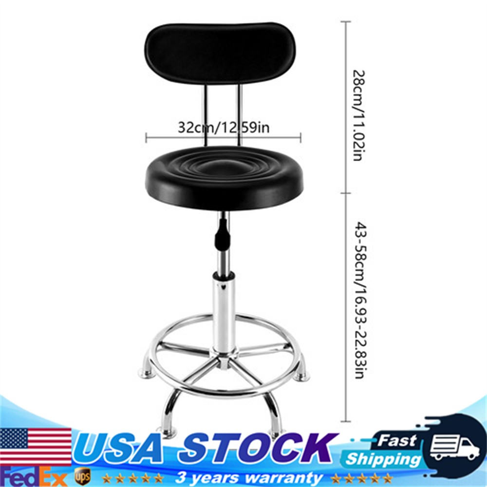 Work Shop Stool Bench Hydraulic Chair Bar Garage Adjustable Height+Back+Footrest gallery