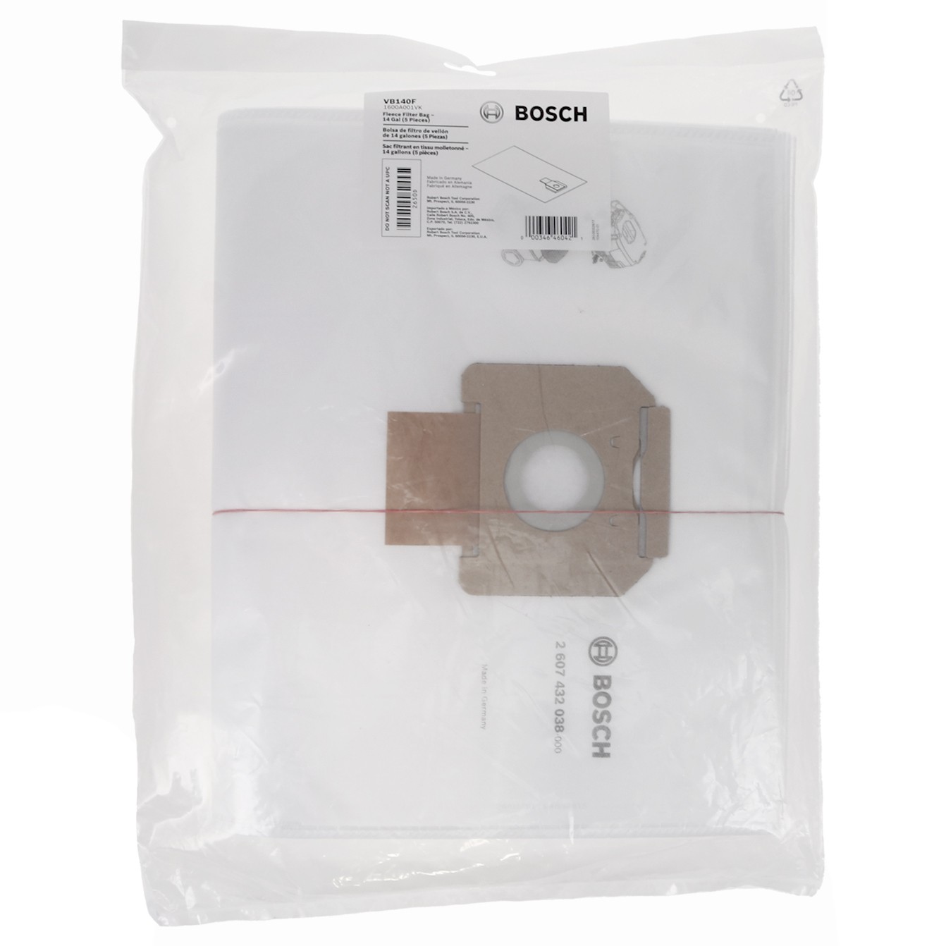 Bosch VB140F 5-Pack 14-Gallon White Fleece Filter Bags for VAC140 (2-Pack) gallery
