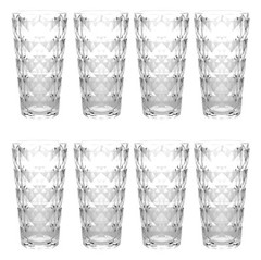 QG 22 fl oz. Diamond Cut Pattern Clear Acrylic Plastic Glass Tumbler Set of 8