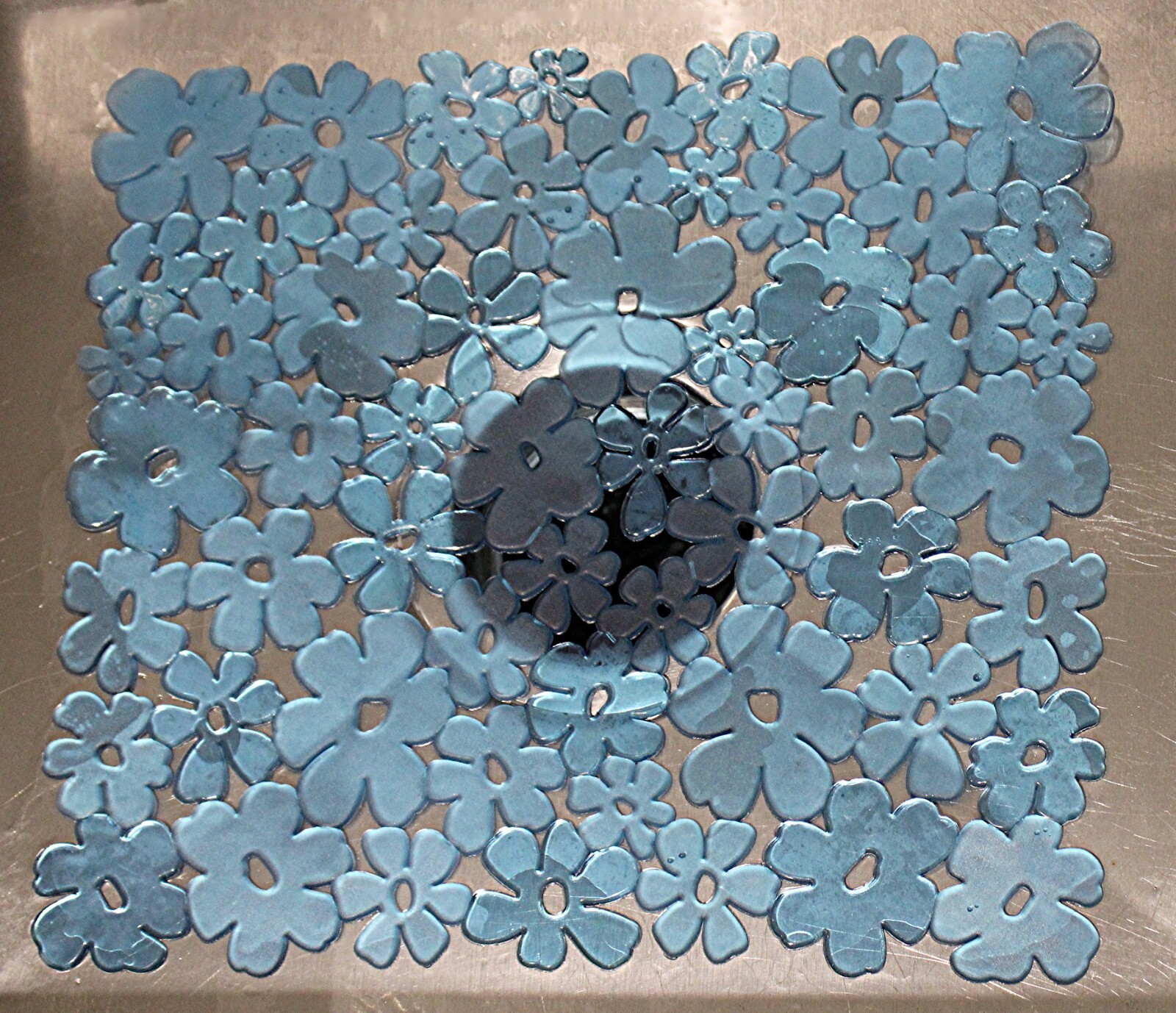 2 Pack Floral PVC Sink Mat Protector Blue Size 11.5" x 10.5" Small To Medium gallery