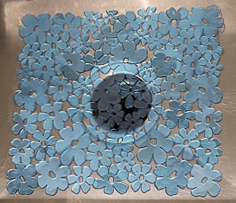 2 Pack Floral PVC Sink Mat Protector Blue Size 11.5" x 10.5" Small To Medium gallery