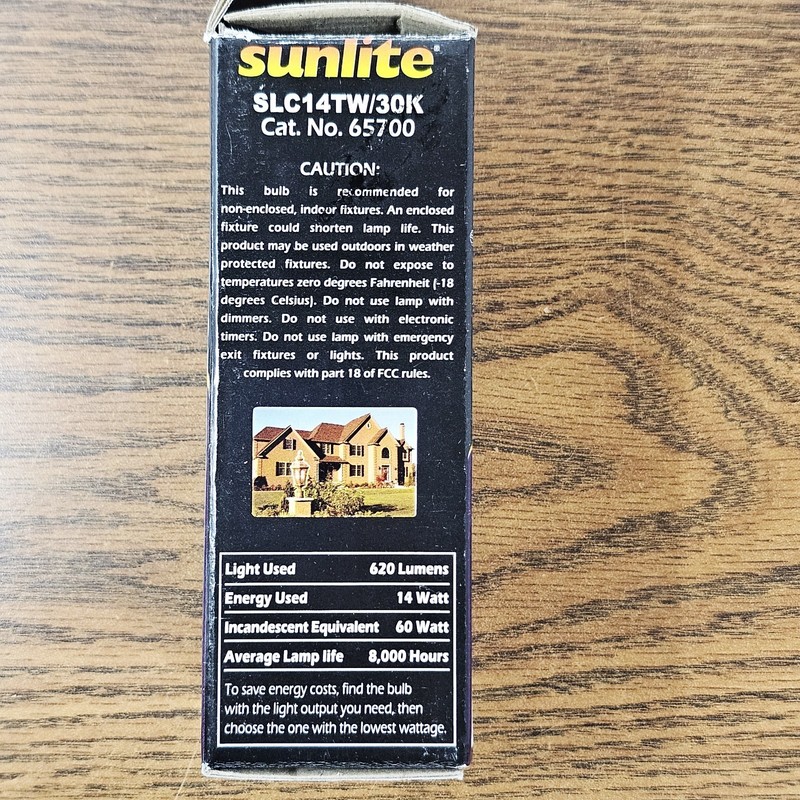 Lot of 6 Sunlite Compact Fluorescent E12 Torpedo Bulbs 65700 Torpedo Tip 14 W gallery