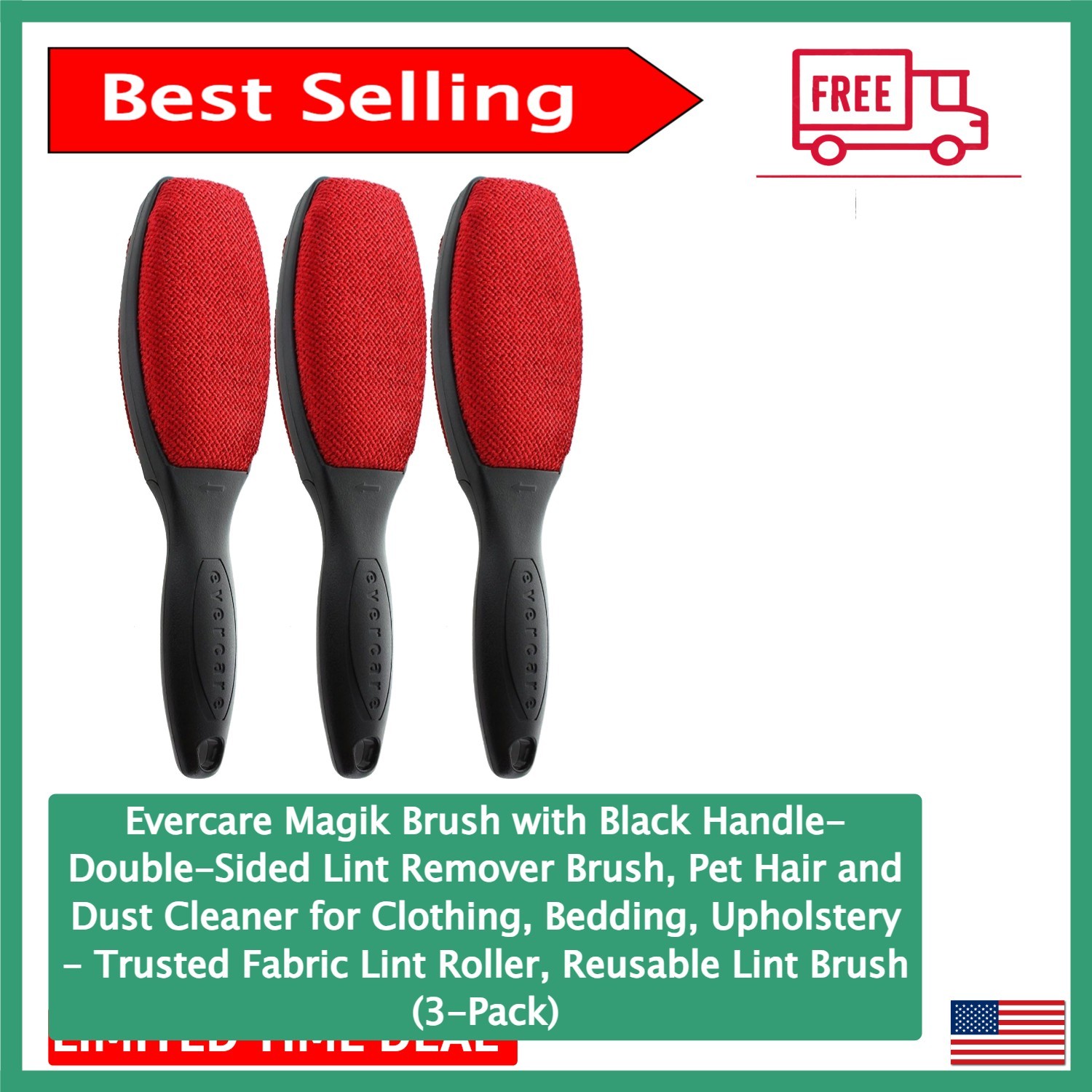 Versatile 3-Pack Magik Brush: Black Handle Lint Remover for Every Fabric gallery