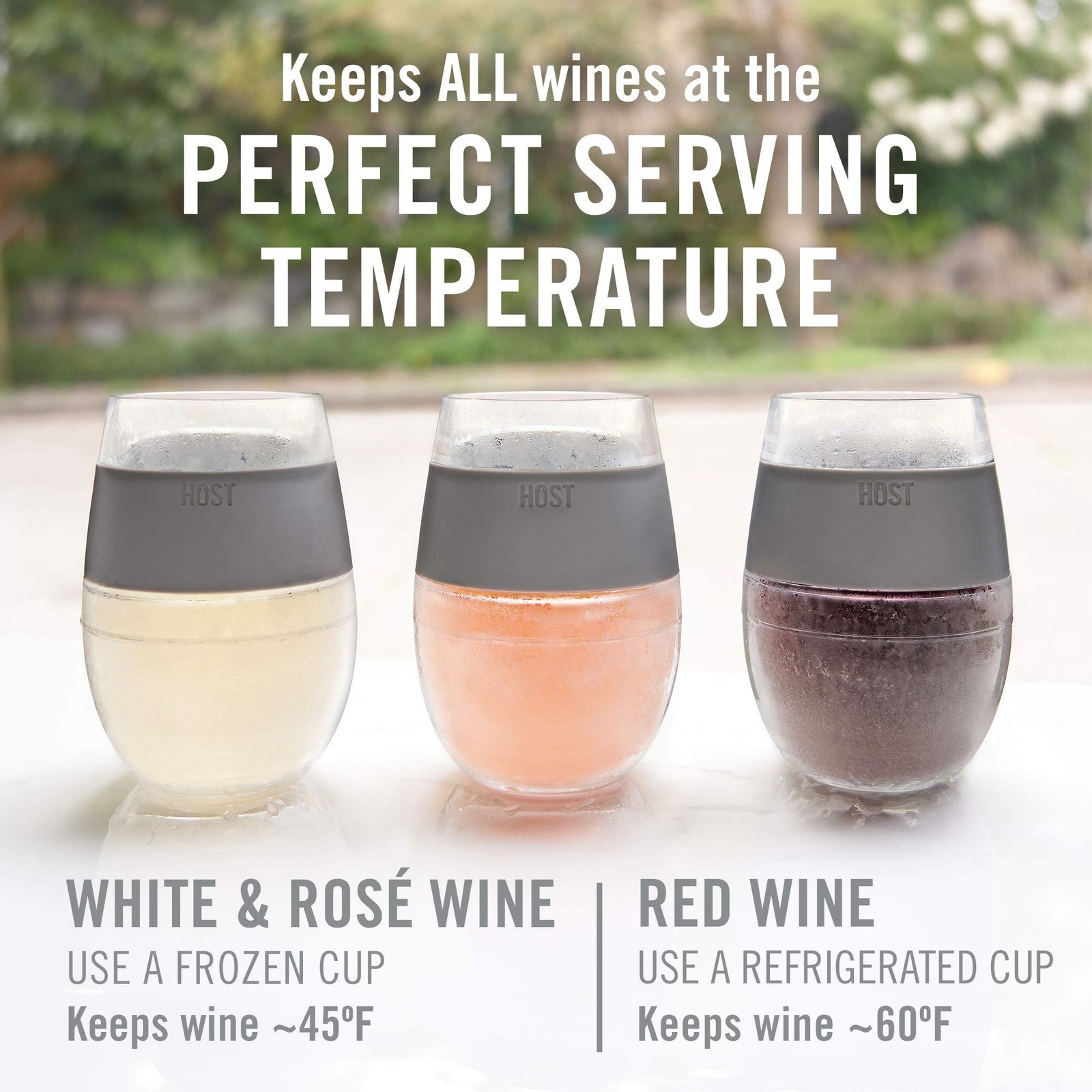 Host Freeze On the Go Stemless Wine Glasses with Lids for Red and White Wines... gallery